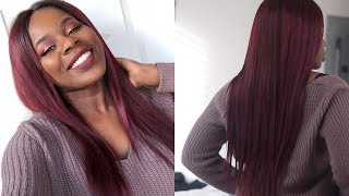 How to Dye Hair from Black to Burgundy in One Step NO BLEACH  TheAdeTomi [upl. by Kyl]