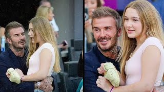 Inter Miami Draw David Beckhams Sweet Cuddle with Daughter Harper Steals the Show [upl. by Kcirded]