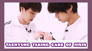 Taehyung Taking Care of Jimin Being the Hyung in VMIN [upl. by Jeanette665]