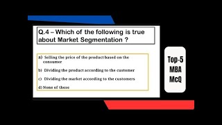 Important MBA MCQ  Top5 Mcq  Exam Study Zone [upl. by Adnaral962]