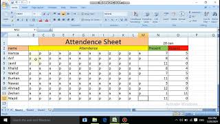 attendance sheet in excel  workers attendance sheet [upl. by Jenilee]