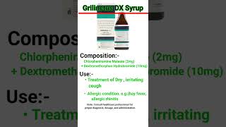 shotr 💊🌡️medicaleducation Grilinctus DX Syrup [upl. by Elata]