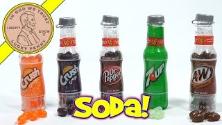 Jelly Belly Candy Pop Bottles  Orange amp Grape Crush 7UP AampW Root Beer Dr Pepper Flavors [upl. by Akers]