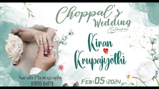 CHOPPALA’S WEDDING  KIRAN weds KRUPAJYOTHI  SARATH PHOTOGRAPHY 9908584878 RAMARAJU LANKA [upl. by Wallack]