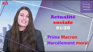 5 JT du social  Prime Macron reconduite en 2020  Dénonciation de harcèlement moral [upl. by Yelnats]