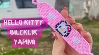 Hello Kitty Bileklik Yapımı  DIY  İpten Bileklik Yapımı  92 [upl. by Yerag338]