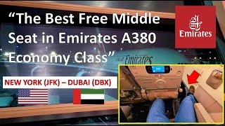 Trip Report  The Best Free Middle Seat in Emirates A380 Economy Class  EK202  JFK to Dubai [upl. by Sacram117]