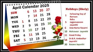 April Calendar 2025 aprilcalender2025 [upl. by Philcox]