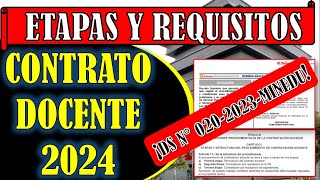 ETAPAS Y REQUISITOS PARA EL CONTRATO DOCENTE 2024  DS N° 0202023MINEDU [upl. by Mighell658]