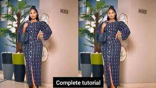 How to sew a beautiful dress with front slit using armhole princess dart bustier [upl. by Meris]