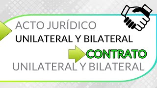 📒 ACTOS JURÍDICOS UNILATERALES Y BILATERALES ✔️ Y CONTRATOS UNILATERALES Y BILATERALES 🏛 [upl. by Aneez246]