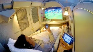 Watching World Cup LIVE on Emirates FIRST CLASS [upl. by Ainehs]