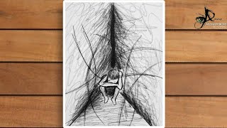 Depression art images  overthinking artwork  How to draw depression sketch [upl. by Nnaarual]