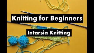 Knitting for beginners How to kit with more than one colour intarsia [upl. by Barri755]