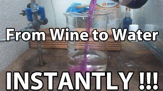 KMnO4  H2O2  Spectacular chemical reaction  From wine to water instantly [upl. by Esinwahs]