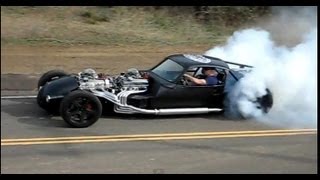 V16 HOT ROD Twin V8 doing a burnout part 2 [upl. by Nohsav402]