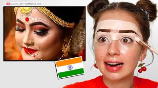 I Tried Following INDIAN BENGALI Bridal Makeup Tutorial [upl. by Atiraj122]