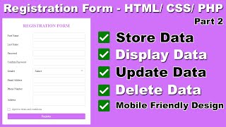 How to Create a Registration Form in HTML CSS and PHP  Responsive Registration Form in HTML amp CSS [upl. by Corrinne]