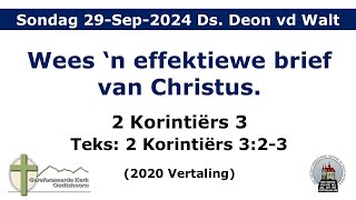 Erediens 29September2024 Ds Deon van der Walt [upl. by Anerahs813]