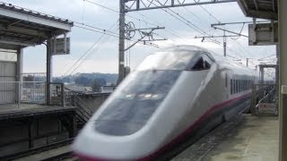 東北新幹線E2系はやて・E3系こまち くりこま高原駅 高速通過2発 HD [upl. by Nedroj]