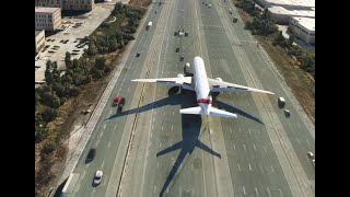 Boeing 777 emergency landing on busy highway [upl. by Ahsineb]