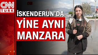 İskenderunda deniz taştı yolları su bastı Fulya Öztürk kentin son durumunu aktardı [upl. by Sig128]