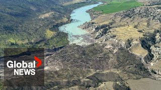 BC landslide Fears of giant water gush in Chilcotin River rise [upl. by Crowe]