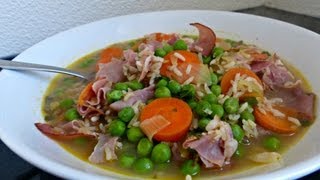 Recept Maaltijdsoep met Doperwten Wortel en Rijst [upl. by Carver]