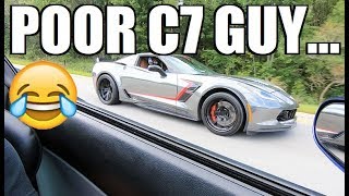 UNSUSPECTING C7 Owner RACES Cam Only C6 The Look on his Face LOL [upl. by Nelyag389]