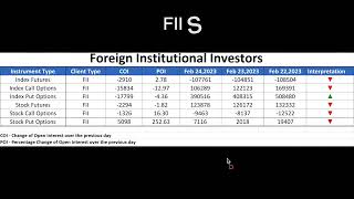 FII DII Data Analysis 24th Feb 2023 NiftyBN Channel [upl. by Mcferren]