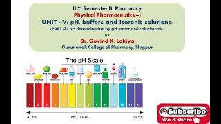 Part 1 UNIT V PP I pH buffers and Isotonic solutions Sorenson pH Scale [upl. by Ynohtnacram]