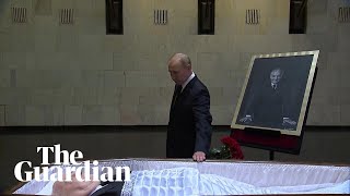 Vladimir Putin lays flowers next to open coffin of Mikhail Gorbachev [upl. by Garnet474]