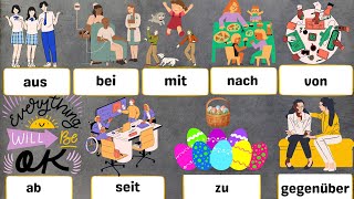 Alle Dativ Präpositionen A1 amp A2 mit Beispielen All German Dative Prepositions amp example sentences [upl. by Ahsil87]