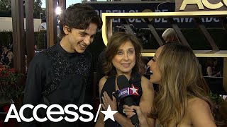 Timothée Chalamet Gets Flustered When Asked About LilyRose Depp At The Globes  Access [upl. by Nisior]