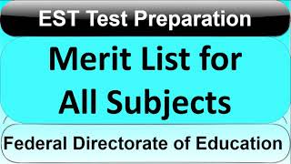 FDE EST Merit List 2024 for All Subjects [upl. by Arella]