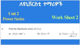 Maclaurin Series of a functions Applied MathematicsII [upl. by Othello664]