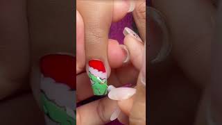 Christmas nails the Grinch nails 🎄 Tutoriel Nail Art de Noël nailart shorts [upl. by Aket]