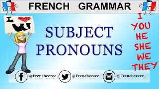 LEARN FRENCH SUBJECT PRONOUNS je tu il elle on nous vous ils elles [upl. by Sansone]