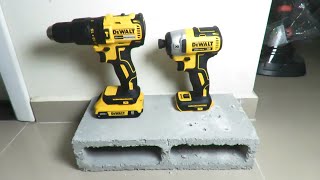 Parafusadeira Dewalt Dcd778 20v 65nm vs DeWalt DCF887 20v 205nm  Furando Concreto  Teste Simples [upl. by Agna]