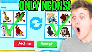 Can We Win The ONLY TRADING NEON PETS CHALLENGE In Adopt Me CRAZY TRADES [upl. by Asenaj]