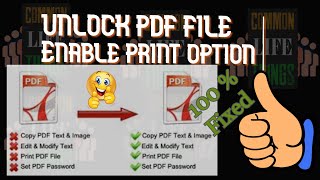 Easy Way How To Unlock a PDF file Print Option Print Password Protected PDF Files  Enable Print [upl. by Gianni392]