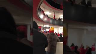 Kansas City Travel Video KC Chiefs Fans Chant and Tomahawk Chop on the Ramp After Win at Arrowhead [upl. by Ayvid]