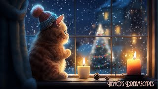 Waiting for Santa 🎅 Vintage Christmas Oldies playing in another room Crackling fire amp purring ASMR [upl. by Given877]