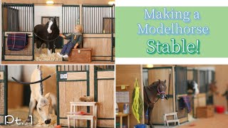 Making a Model Horse Stable Part 1  Miniature Schleich Barn Tutorial [upl. by Xad]