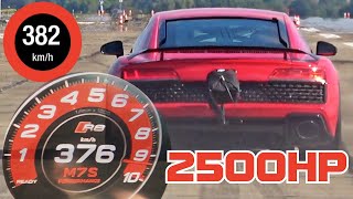 2500 HP Audi R8 V10 Huge Twin Turbos  EXTREME FAST ACCELERATION 0380 kmh [upl. by Akla342]