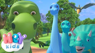 Voici les dinosaures  Le dinosaure dessin animé  HeyKids  Chansons des maternelles [upl. by Skilken]