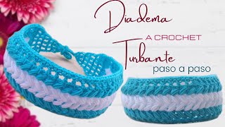 DIADEMATURBANTECINTILLO TEJIDA A CROCHET PASO A PASO  Brennys Crochet [upl. by Ojyram]