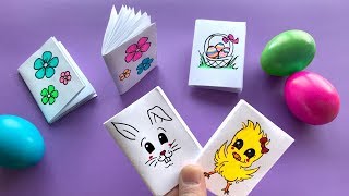 Mini Notizbuch basteln mit Papier für Ostern Ostergeschenke Osterhase Blumen Ostereier malen [upl. by Joscelin272]