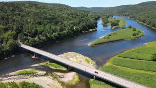 Aerial View of the Beautiful Historic Hamlet of Callicoon New York on the Delaware River [upl. by Hutchings]