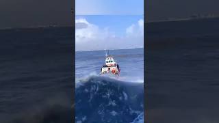 Boat goes under huge waves shorts [upl. by Blackman]